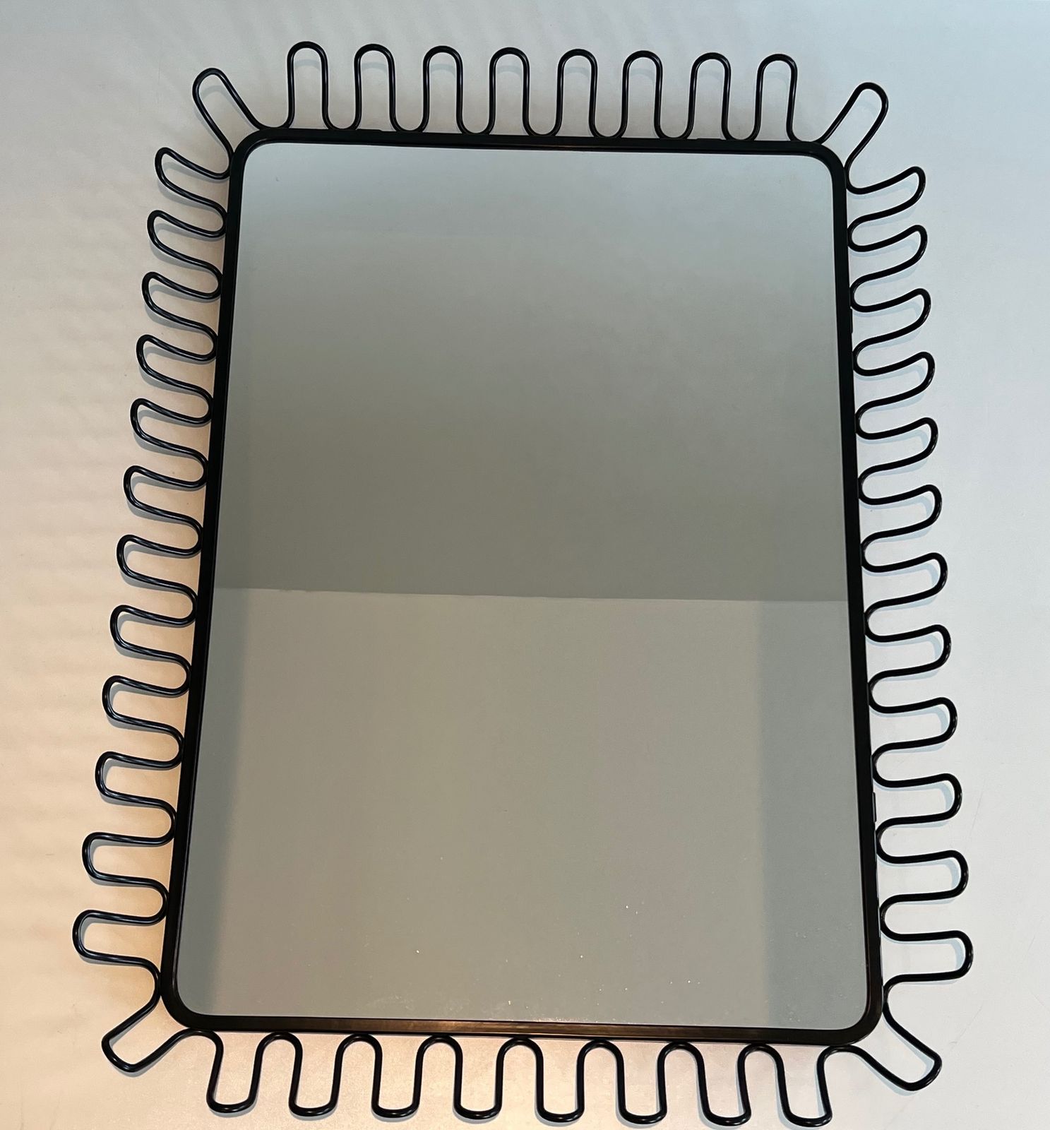 Pair Of Mirrors In Black Lacquered Metal In The Taste Of Jean Royère. Around 1980 photo for sale