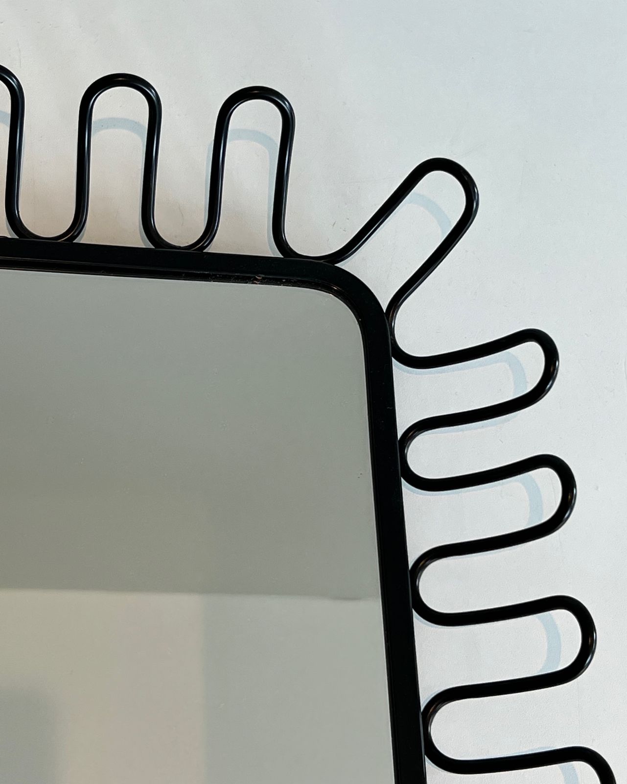 photo furniture Pair Of Mirrors In Black Lacquered Metal In The Taste Of Jean Royère. Around 1980