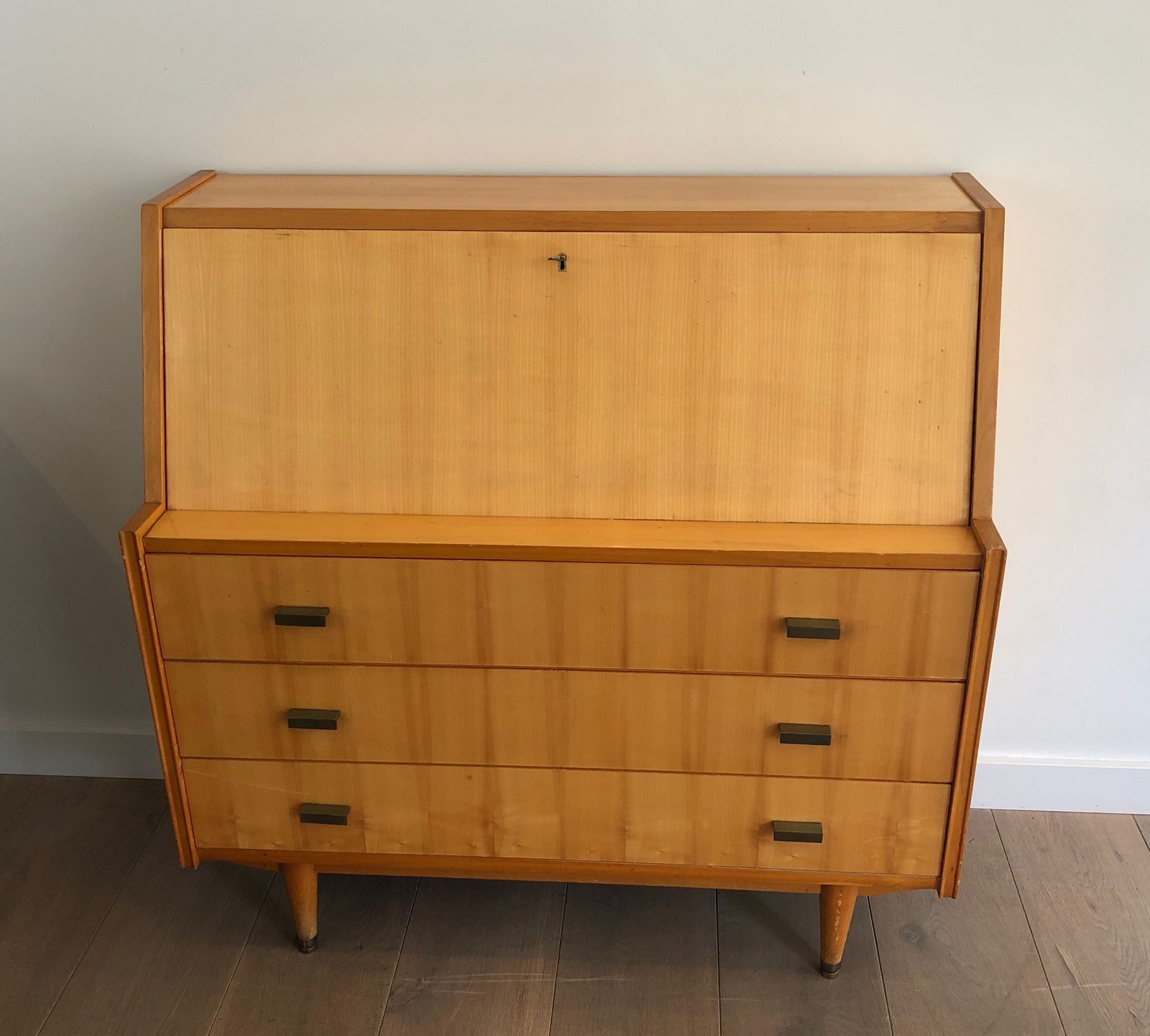 Secretary With Flap In Sycamore. French Work. Around 1970