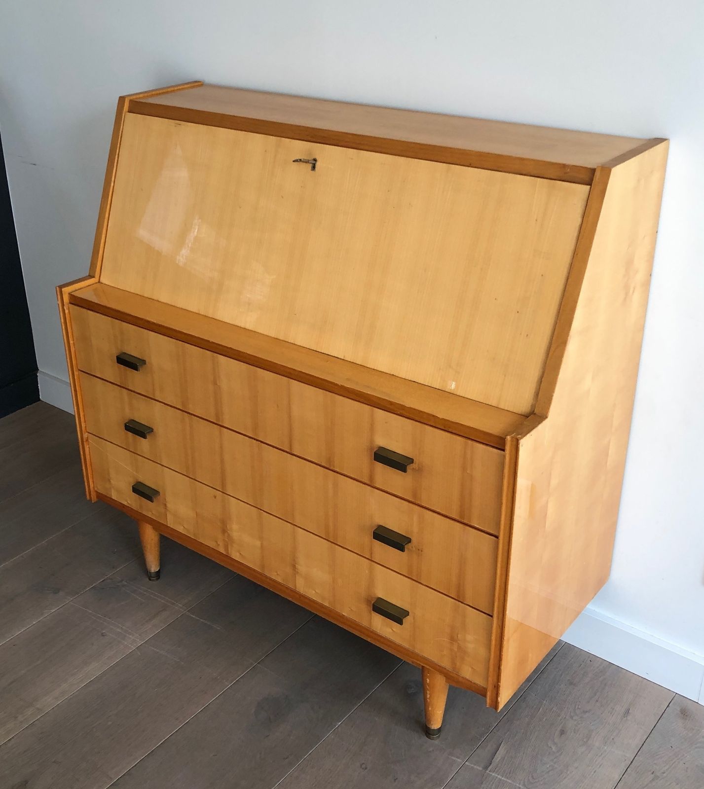 Secretary With Flap In Sycamore. French Work. Around 1970 photo furniture