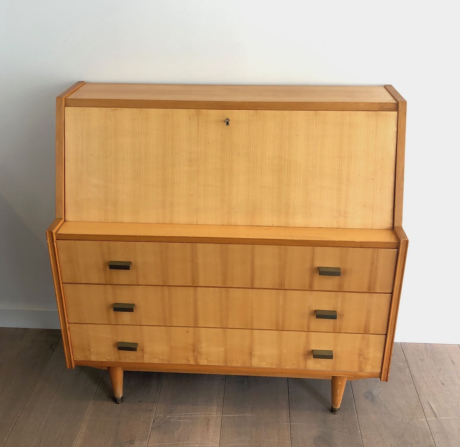 1950.0 Secretary With Flap In Sycamore. French Work. Around 1970 photo