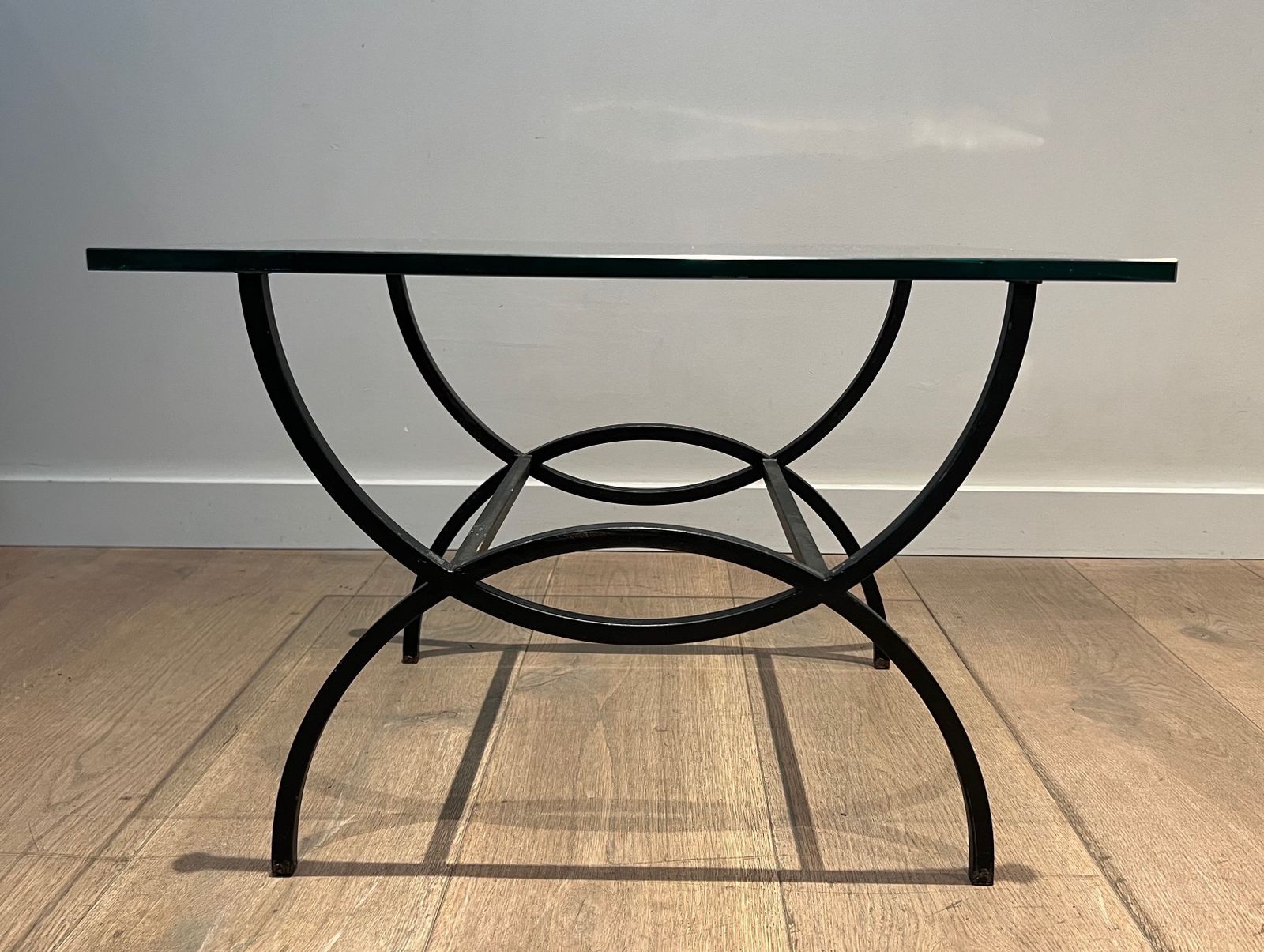 Pair Of Sofa Ends In Black Lacquered Metal. French Work. Around 1950 photo vinterior