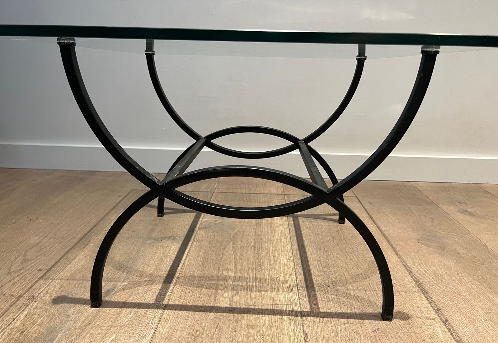 Pair Of Sofa Ends In Black Lacquered Metal. French Work. Around 1950 photo buy