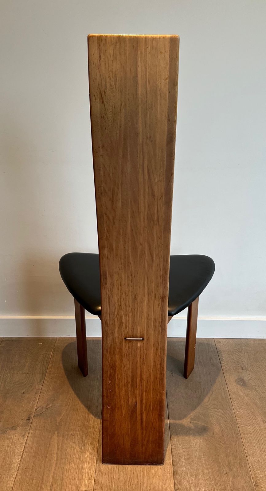 Pair Of Chairs In Exotic Wood And Leather. Scandinavian Work. Around 1970 photo vintage