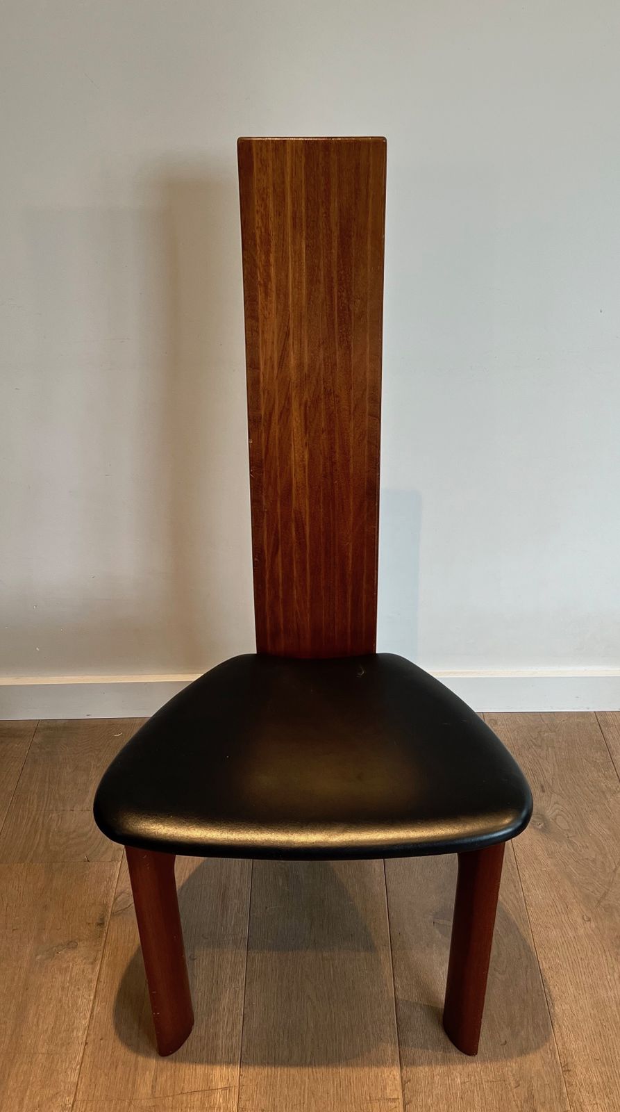1450.0 Pair Of Chairs In Exotic Wood And Leather. Scandinavian Work. Around 1970 photo