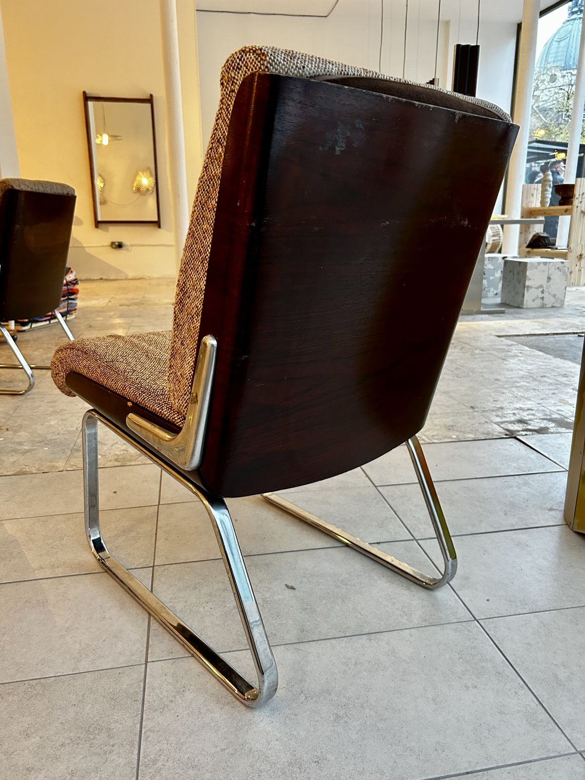 A Rare Set Of Four Original Gordon Russel Rosewood And Chrome Chairs photo Furniture