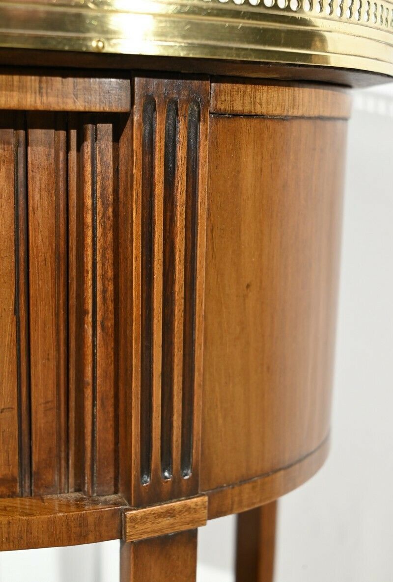 Furniture Small Mahogany Drum Table, Louis XVI Style – Early 20th Century photo