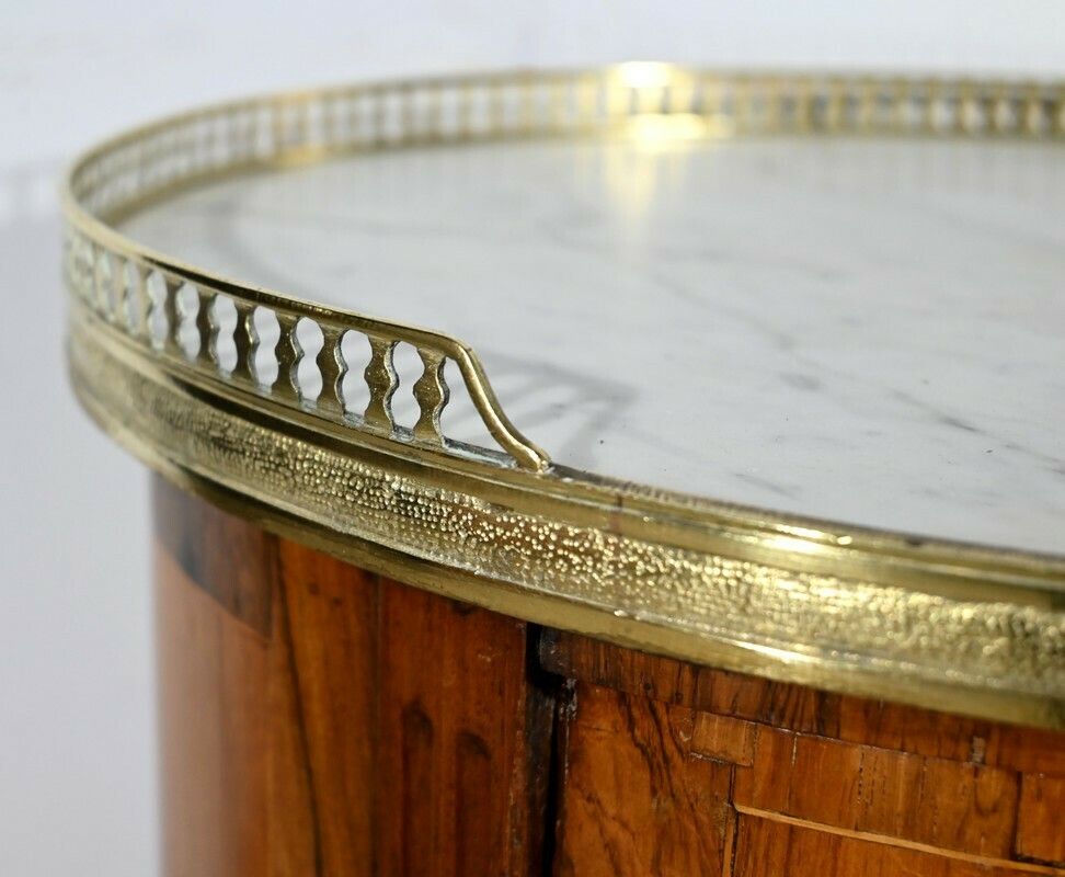 Small Tambour Table In Walnut And Mahogany, Louis XVI Style – 2nd Part 19th photo vinterior