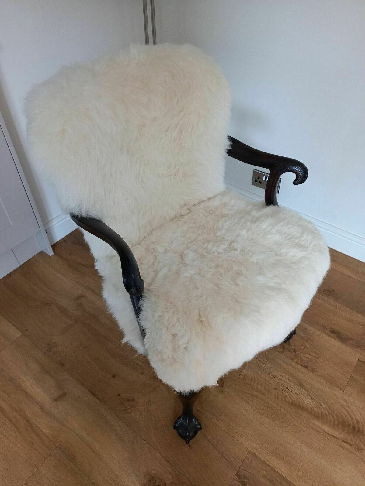 Newly Re Upholstered Sheepskin Chair