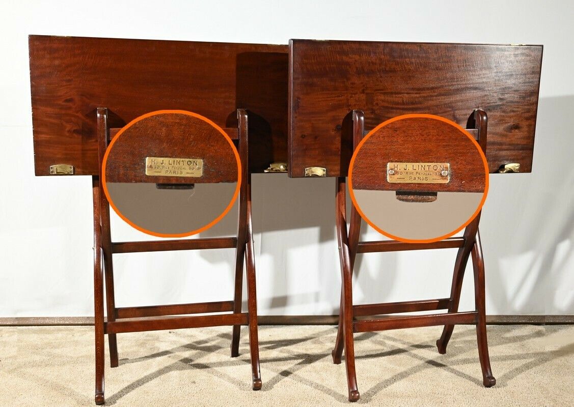 Pair Of Mahogany Games Tables, Stamped Hj Linton – 1920 photo vinterior