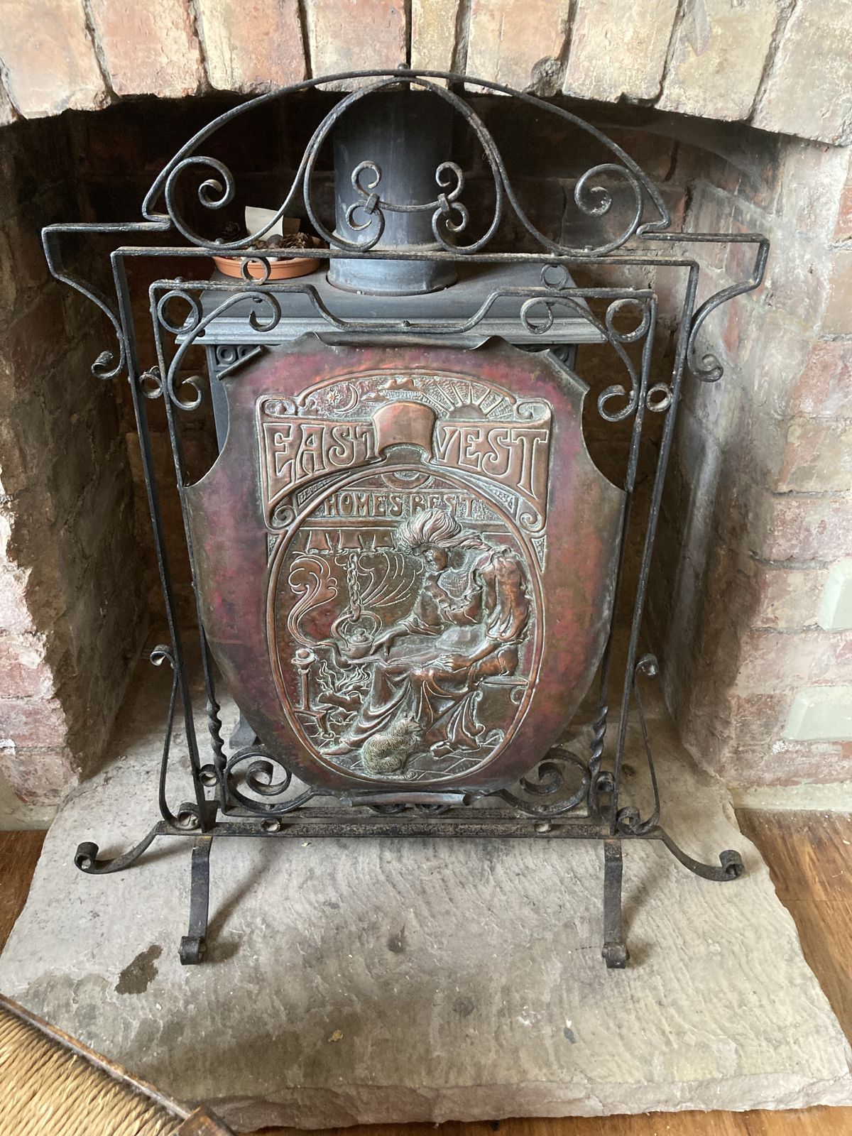 Vintage  Art And Crafts Copper And Iron Fire Screen photo 275.0