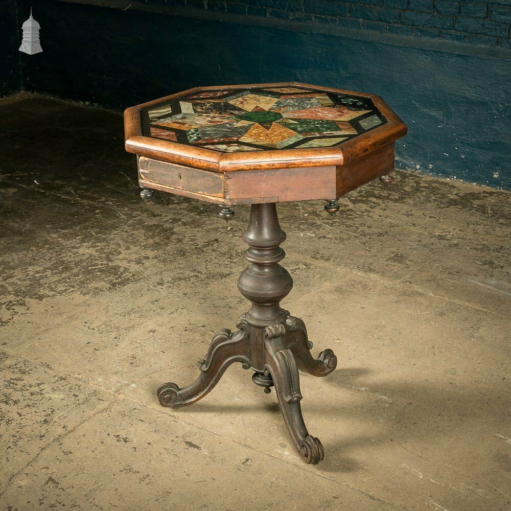 Specimen Table, Hand Painted 19th C Hardwood And Glass photo for sale