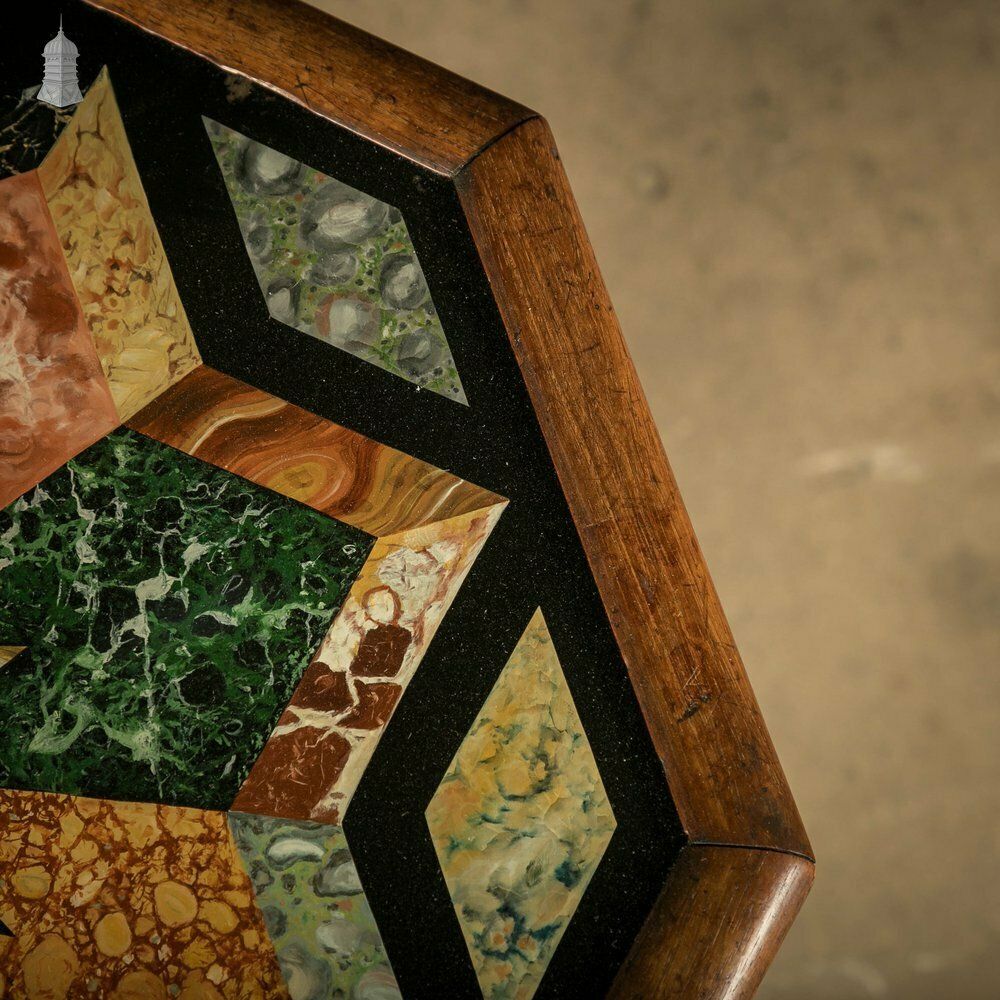Furniture Specimen Table, Hand Painted 19th C Hardwood And Glass photo
