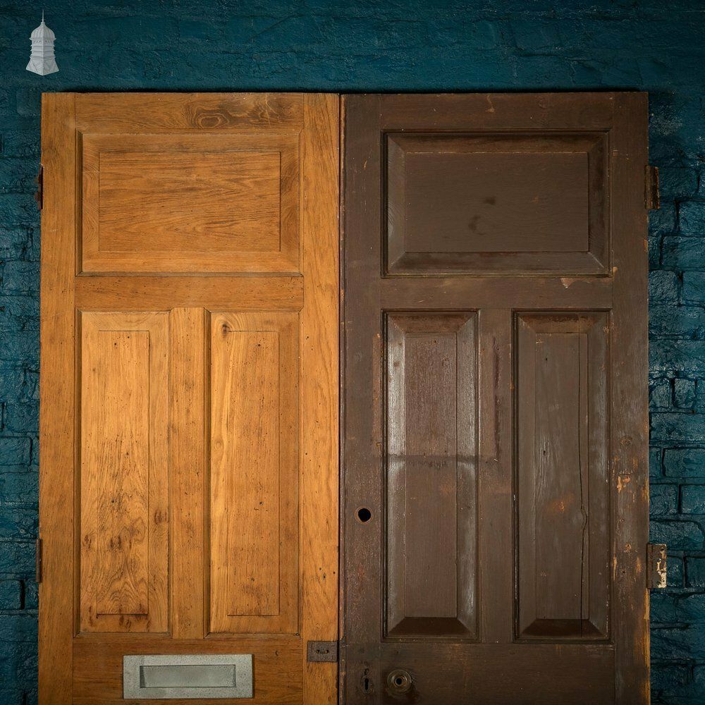 photo vinterior Double Doors, Teak, Raised Fielded Panels One Side, Stop Chamfer Detailing Other Side.