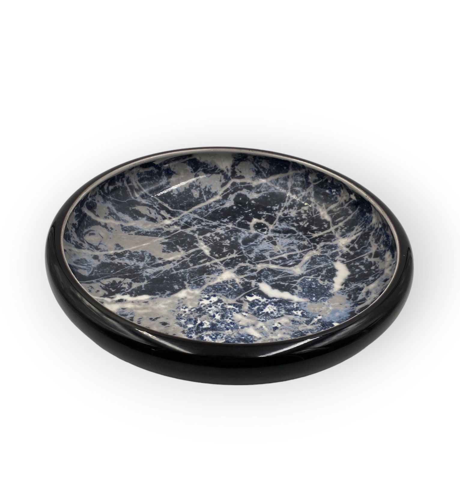Alvino Bagni, Black Marbled Ceramic Centerpiece / Vide Poche, Ca. 1970 photo furniture