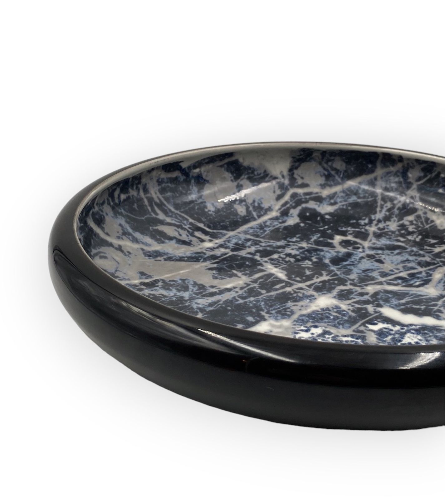 photo for sale Alvino Bagni, Black Marbled Ceramic Centerpiece / Vide Poche, Ca. 1970