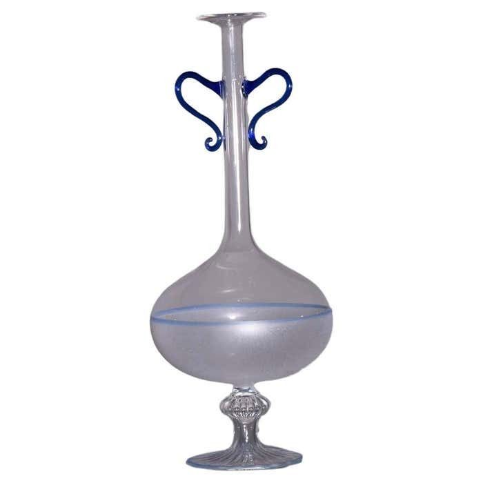 Antique Italian Murano Blown Glass Vase Blue