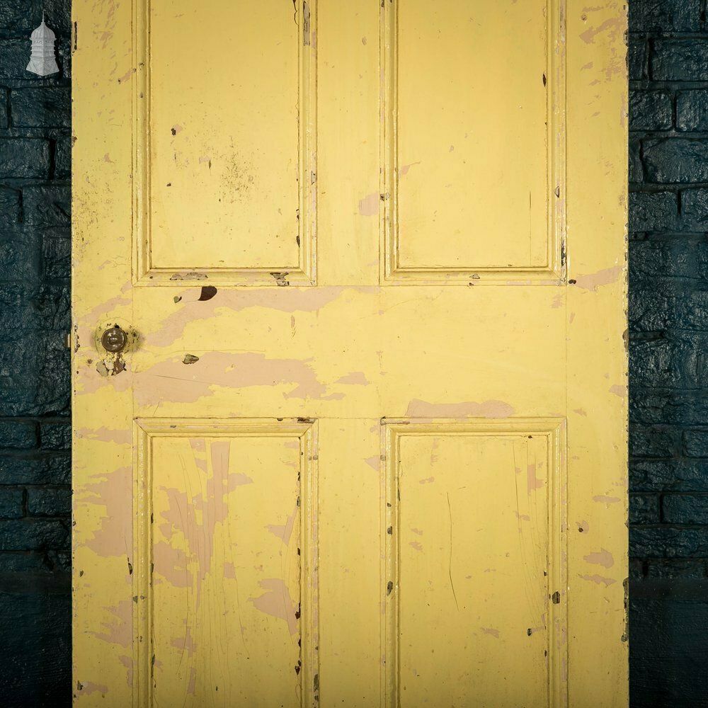 Pine Panelled Door, Moulded 4 Panel Yellow Painted photo furniture