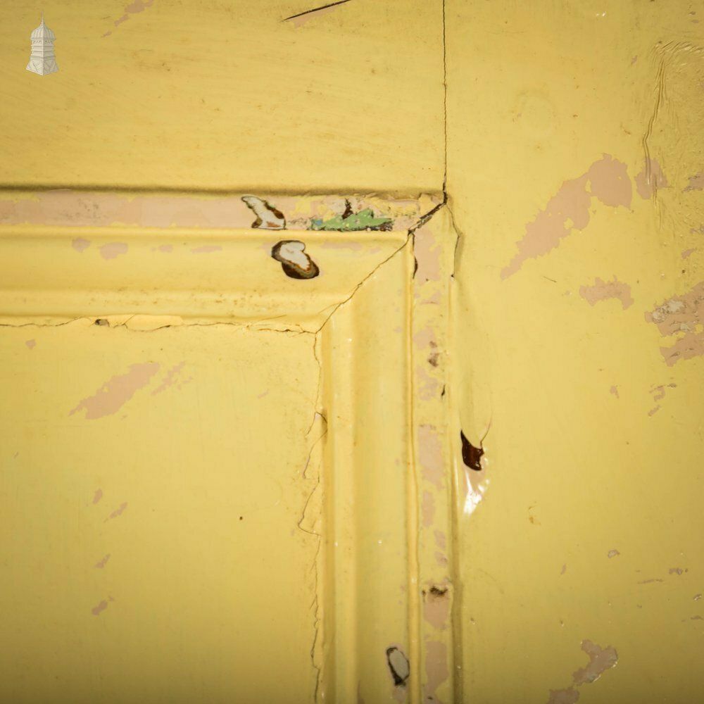 Pine Panelled Door, Moulded 4 Panel Yellow Painted photo 240.0