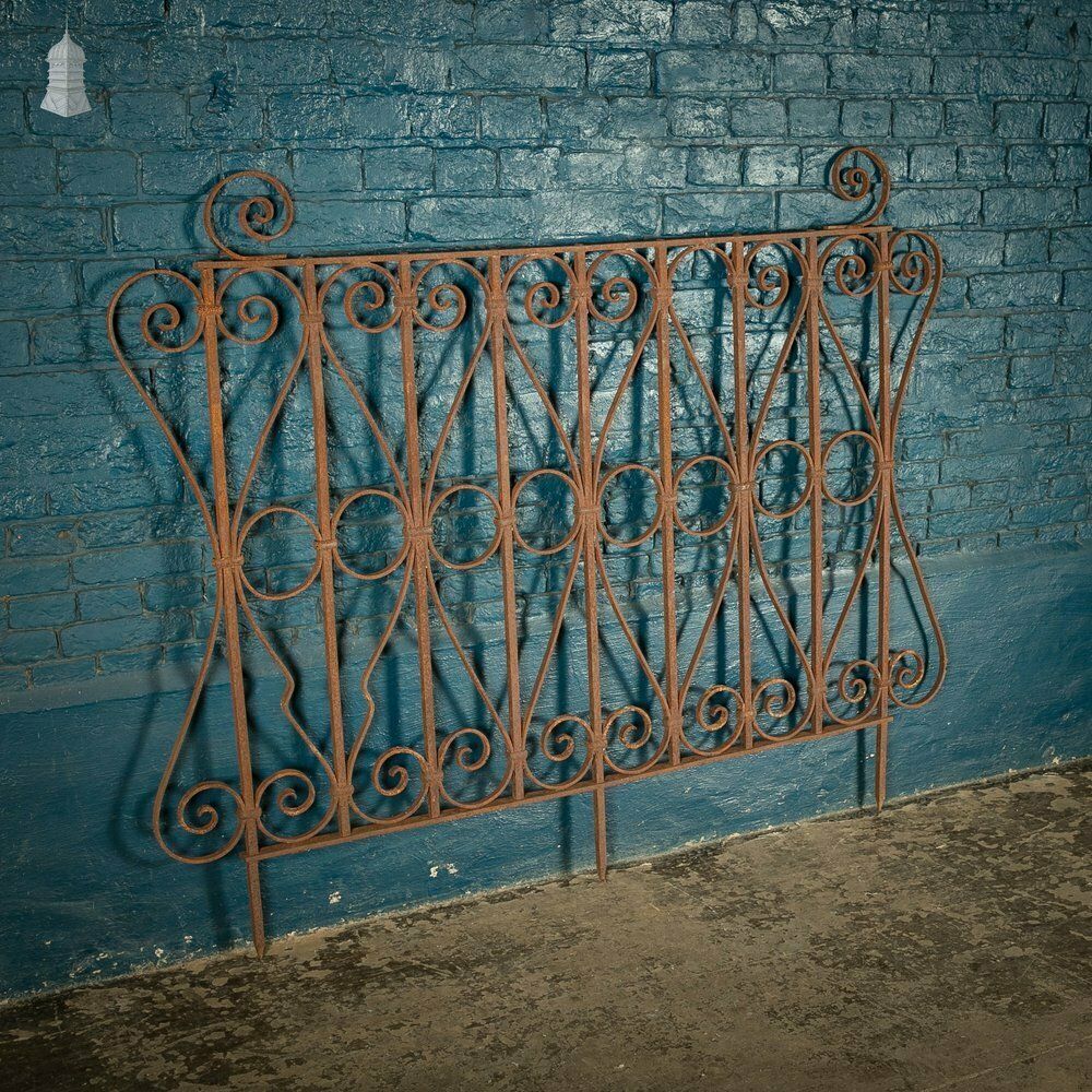 Wall Top Railing, Wrought Iron Scroll Design Panel photo for sale