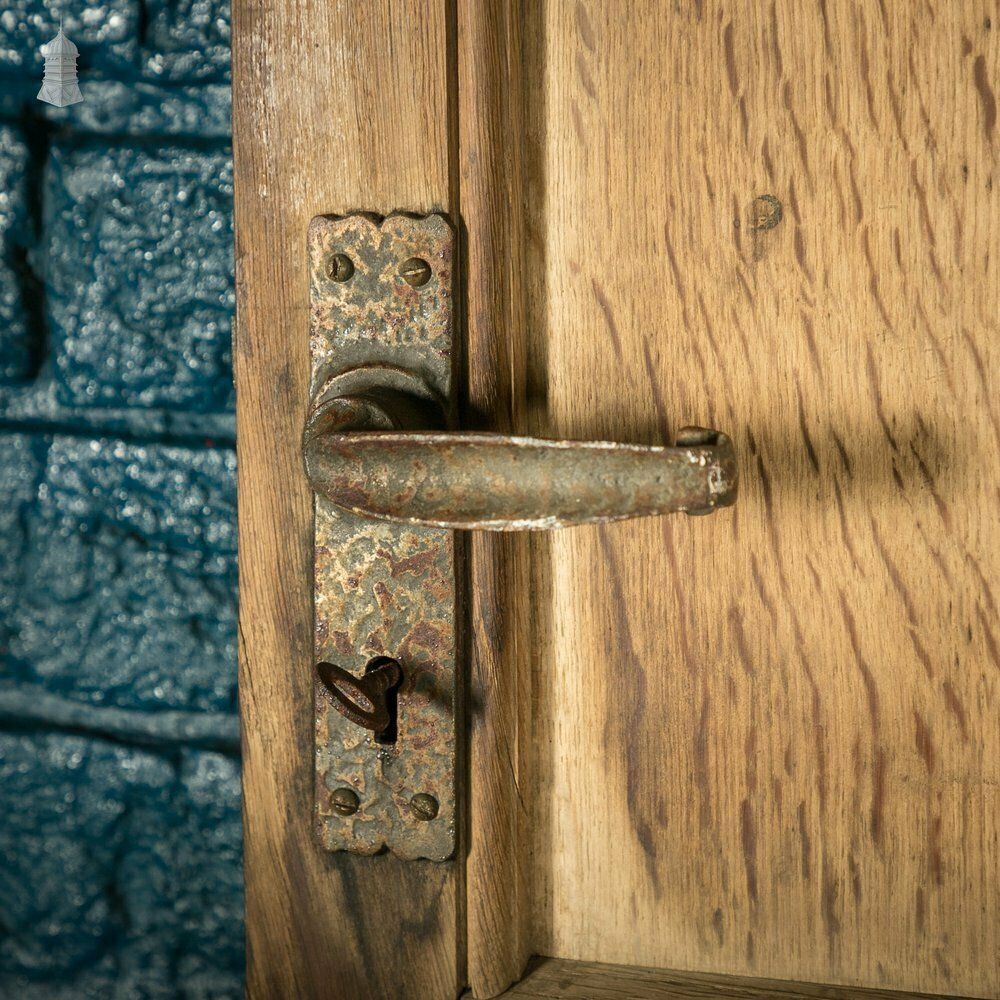 photo vintage Solid Oak Framed Door, Veneered Panels With Visible Deterioration