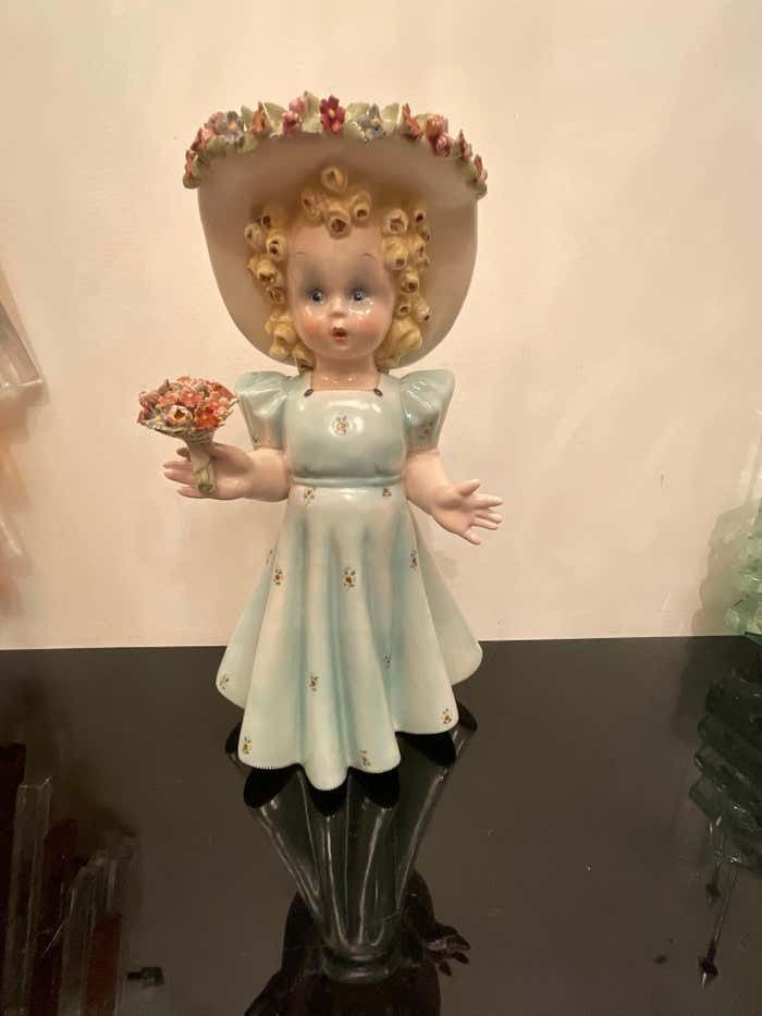 Tosin La Freccia   Polychrome Ceramic Baby Girl   Veneto 1940   Made In Italy photo furniture