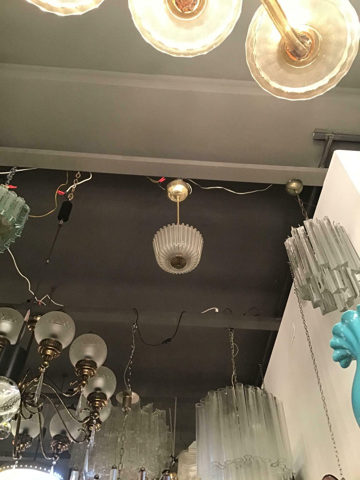 Seguso Ceilling Light/Chandelier Brass Glass 1930 Italy photo buy