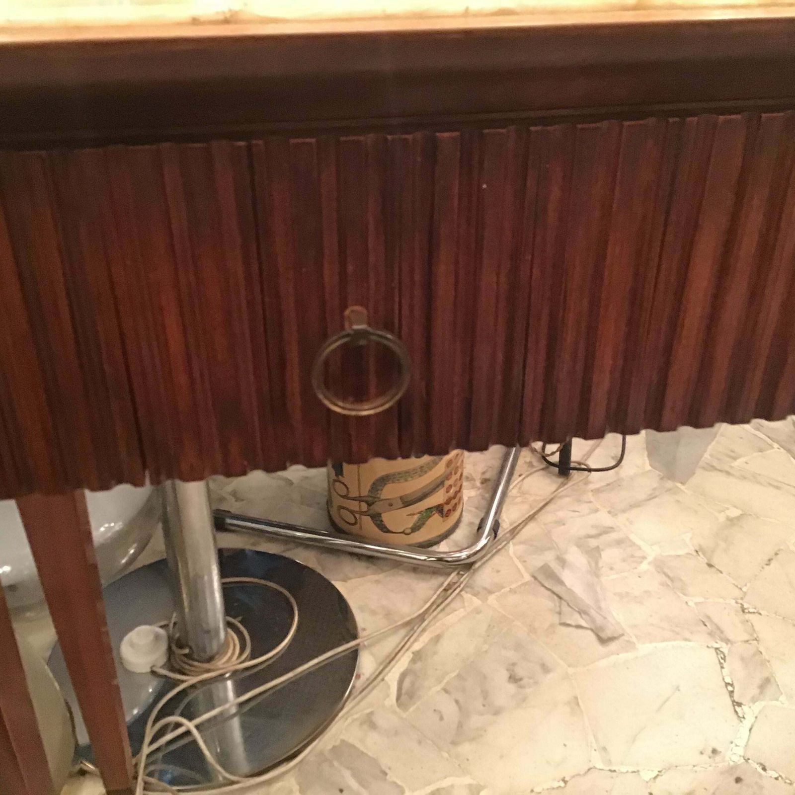 Paolo Buffa Console Brass Wood Marbre 1940 Italy photo for sale