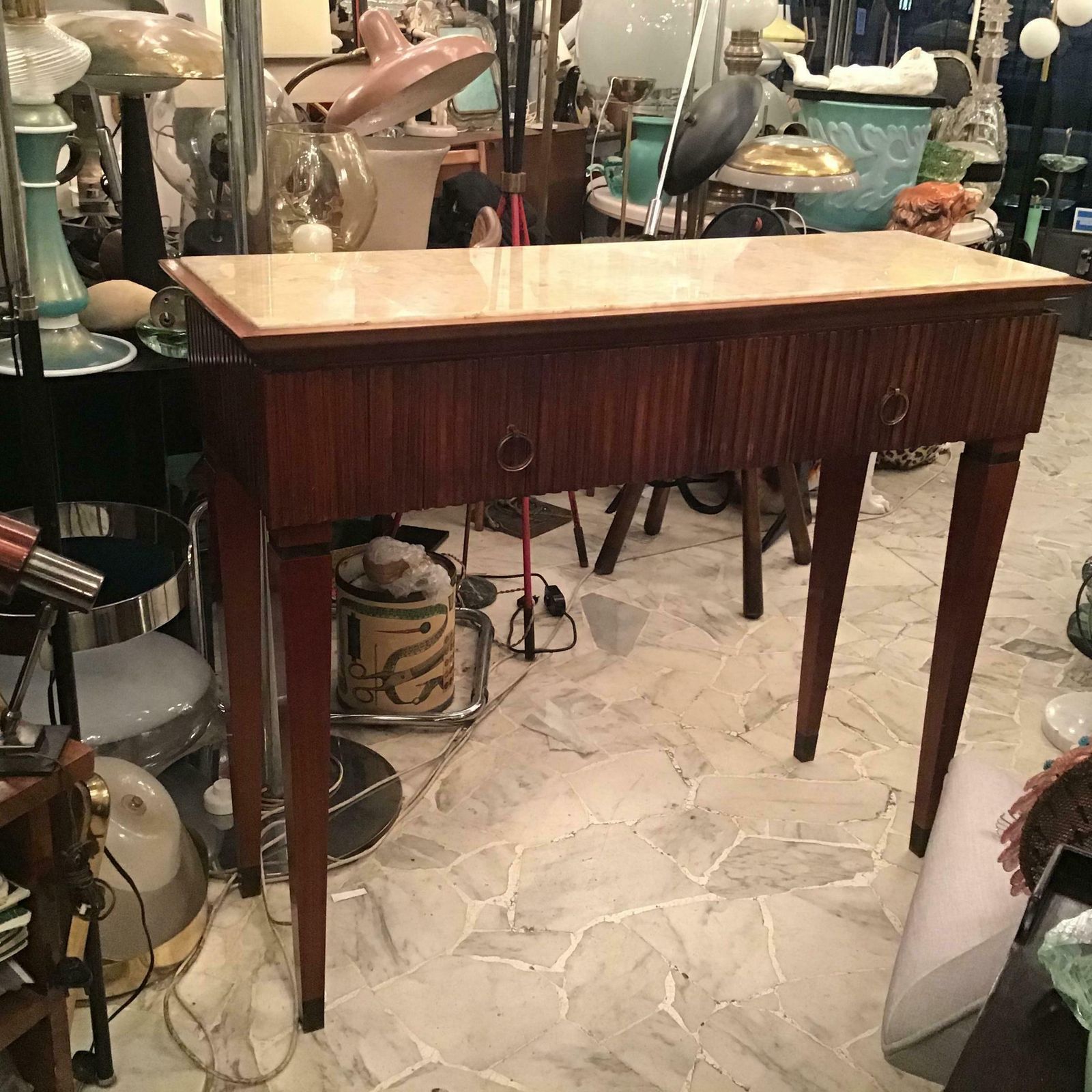 Paolo Buffa Console Brass Wood Marbre 1940 Italy photo buy