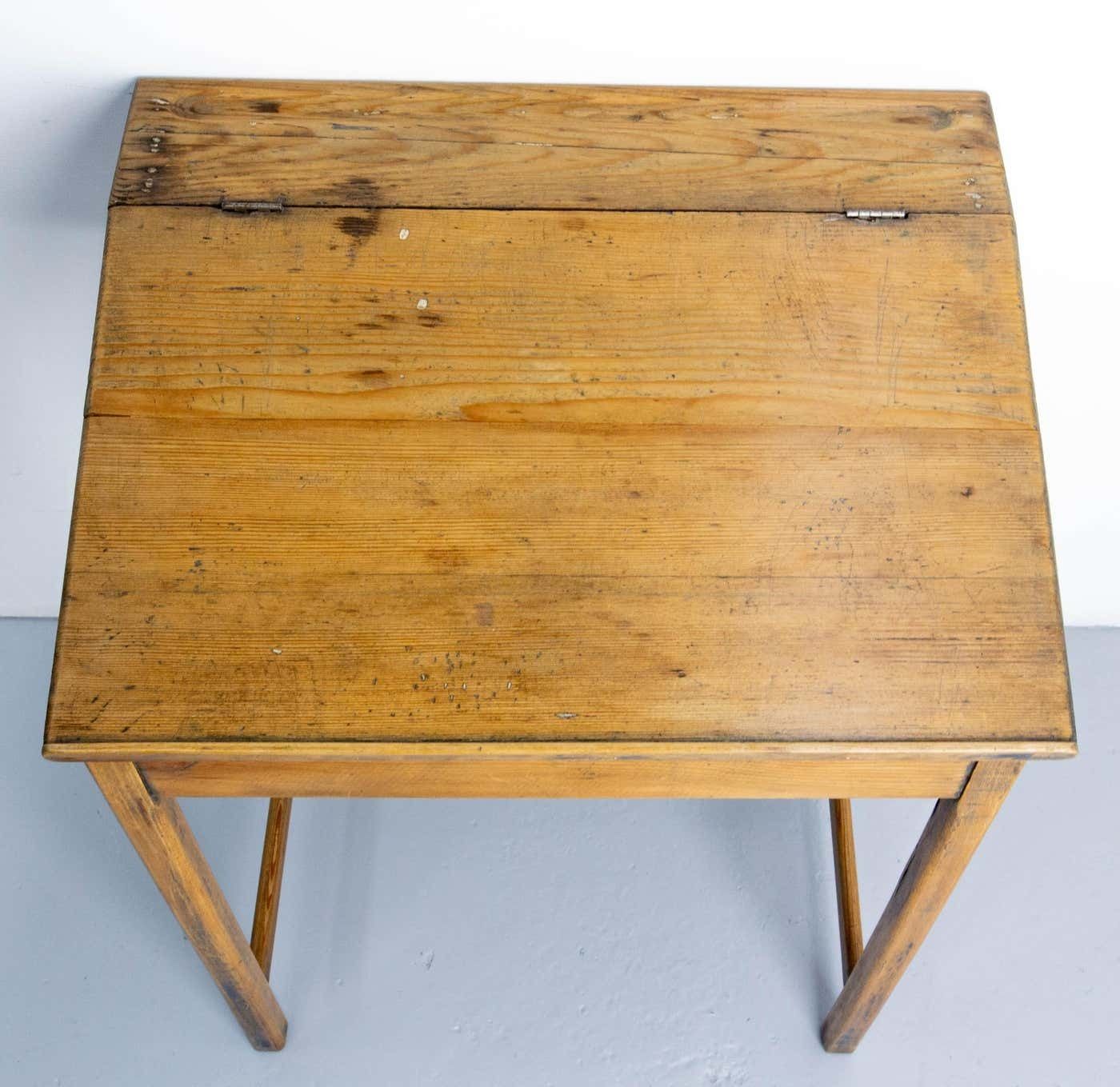 Student Pine Writing Table Slant Top Desk France, Early 20th C photo vinterior