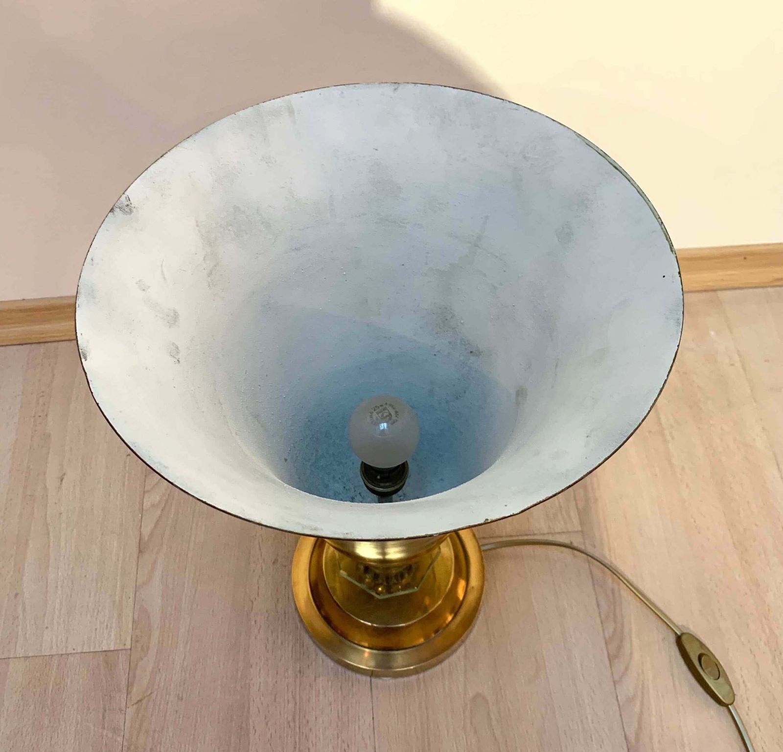 Art Deco Table Lamp, Brass And Glass, Paris, France, Circa 1930 photo vinterior