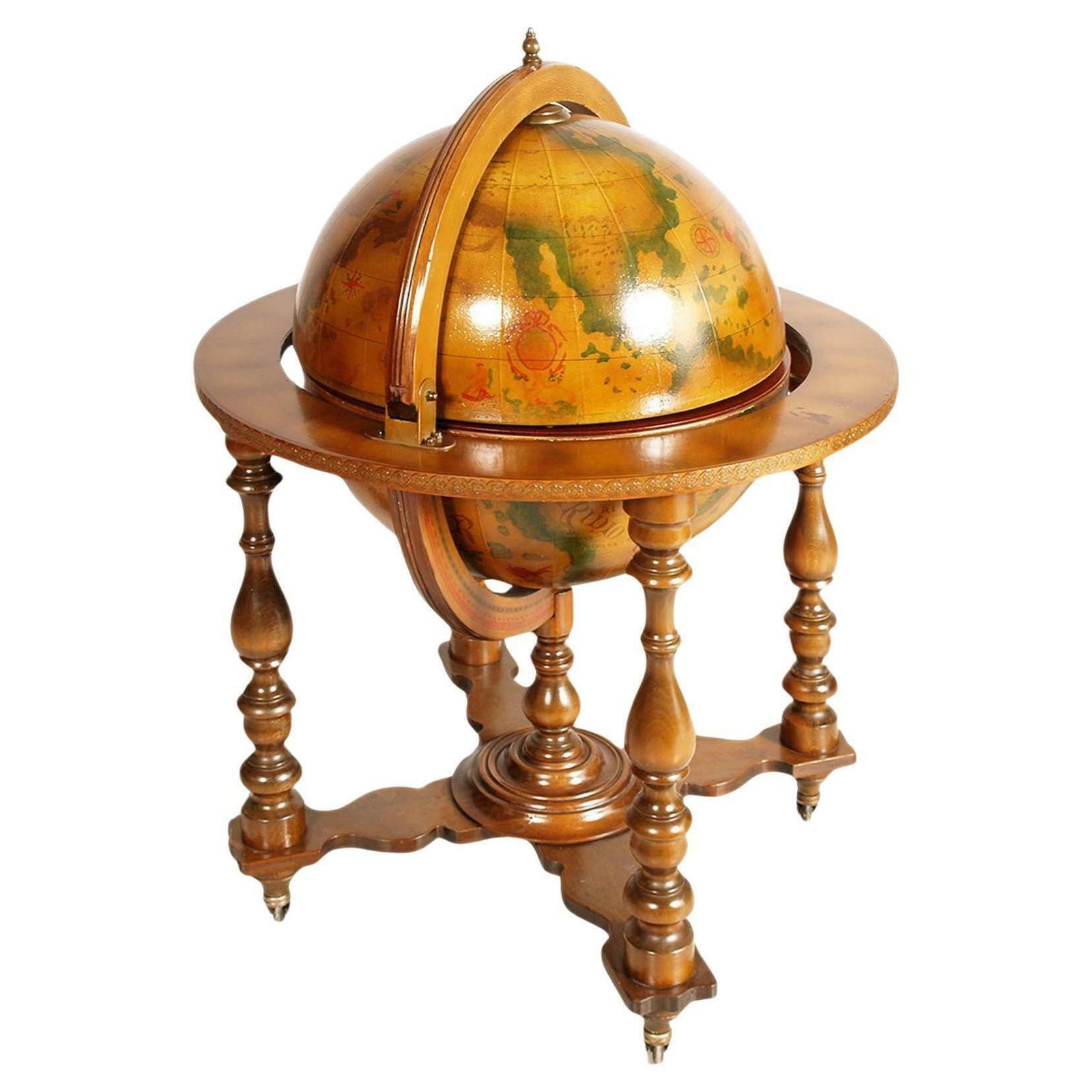 Italian Cocktail Bar Cart Of 20th Mid Century On Decorated World Map , Globe photo vinterior