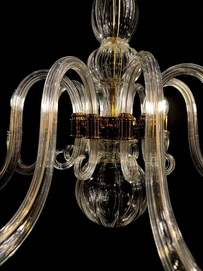 Italian Chandelier Gold Inclusion By Barovier & Toso, Murano, 1970s photo 6289.0