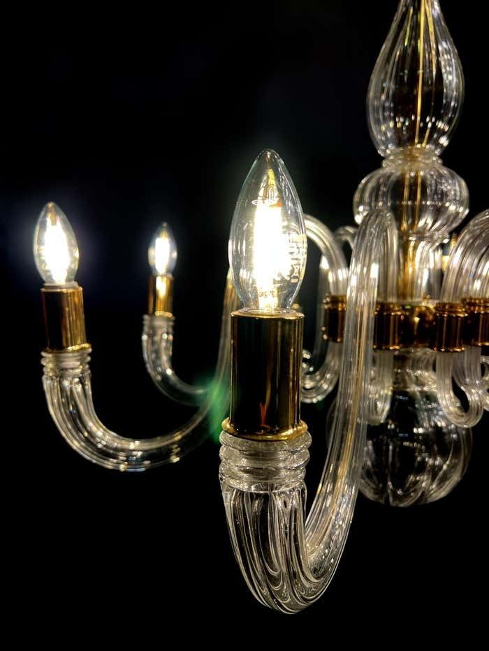 Lighting Italian Chandelier Gold Inclusion By Barovier & Toso, Murano, 1970s photo