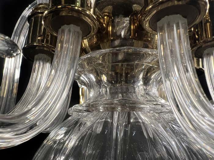 photo vinterior Italian Chandelier Gold Inclusion By Barovier & Toso, Murano, 1970s