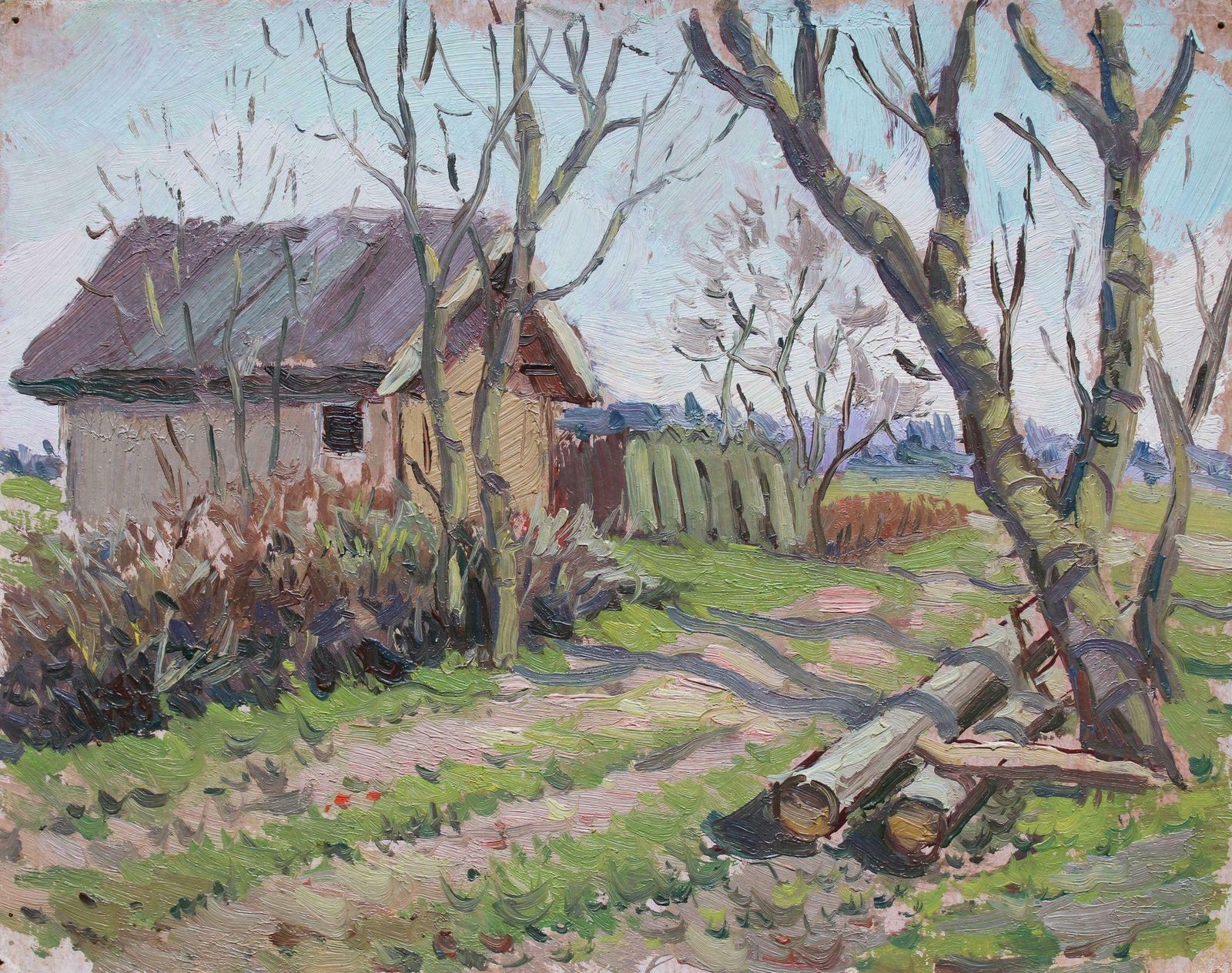 Olgerts Saldavs To Shed. Oil On Cardboard
