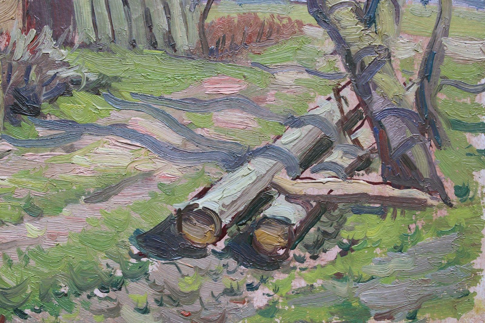 Olgerts Saldavs To Shed. Oil On Cardboard photo furniture