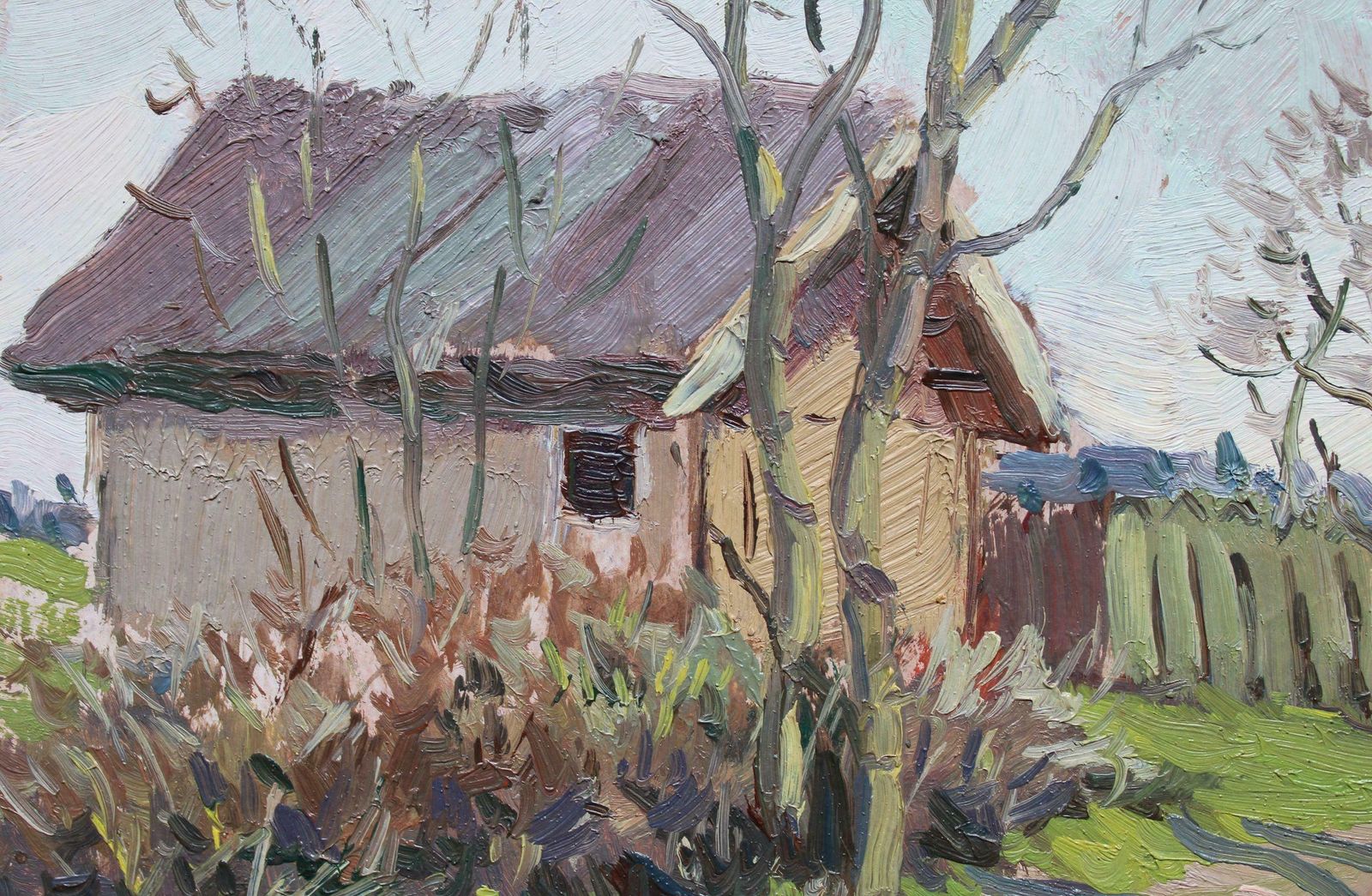 Olgerts Saldavs To Shed. Oil On Cardboard photo for sale