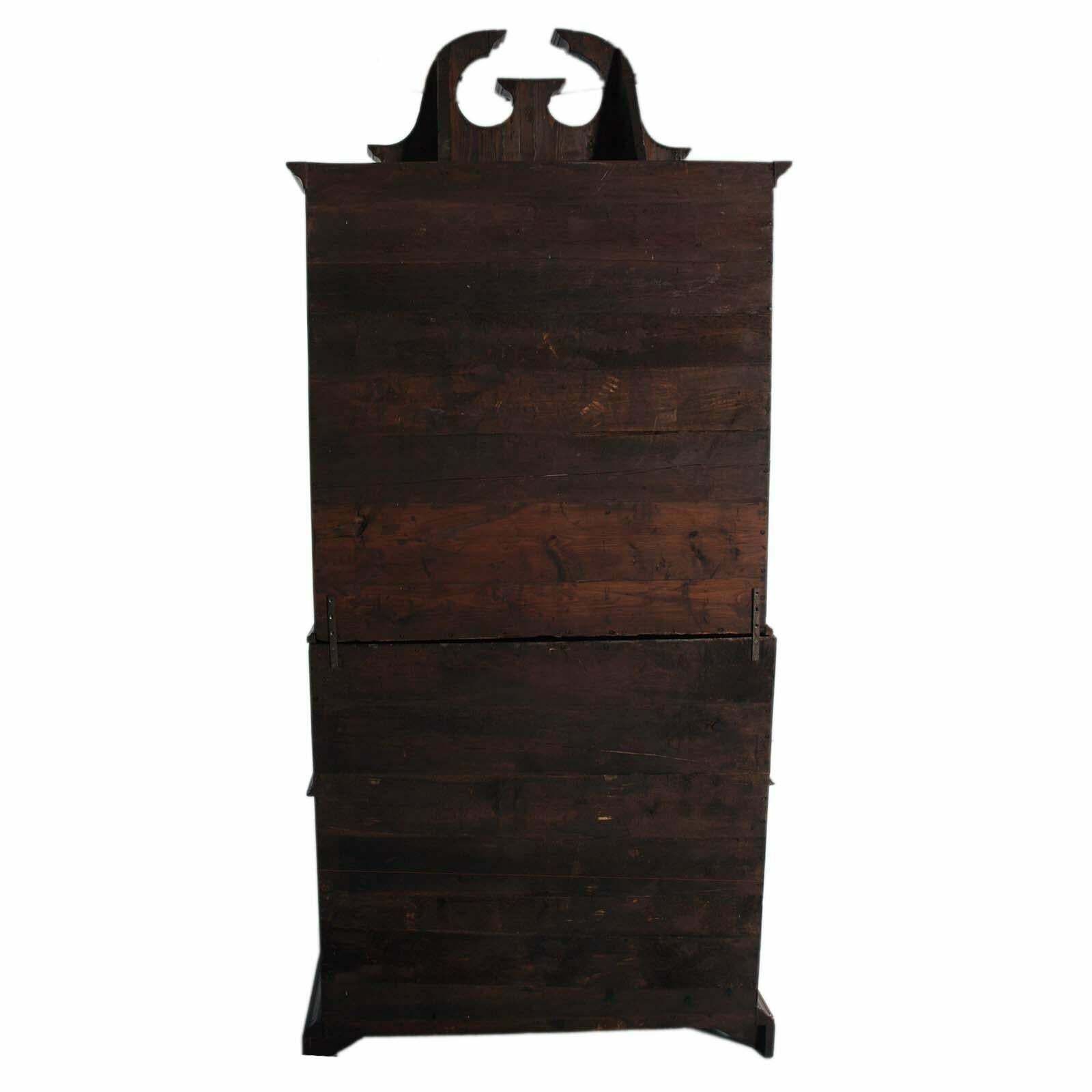 Original 18th Century Venetian Secretary Desk Bookcase Burled Walnut With Inlaid photo vintage