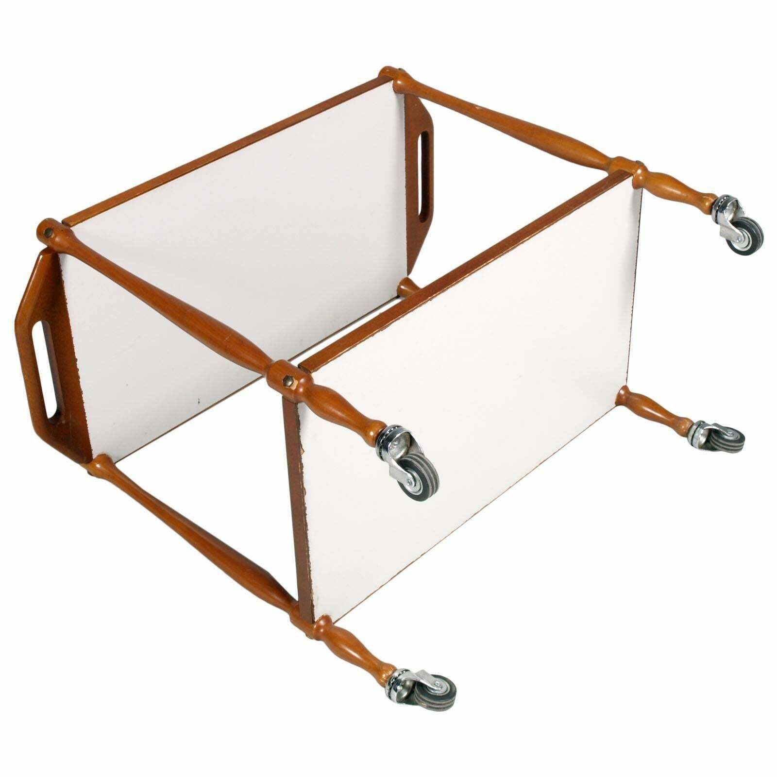 Italian Mid Century Modern Bar Cart In Wood Cherry And Top Formica. photo Furniture