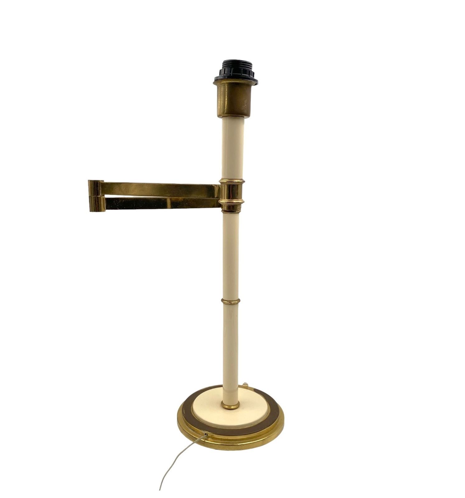 Hollywood Regency Brass Table Lamp, Tommaso Barbi Italy 1970 photo vintage