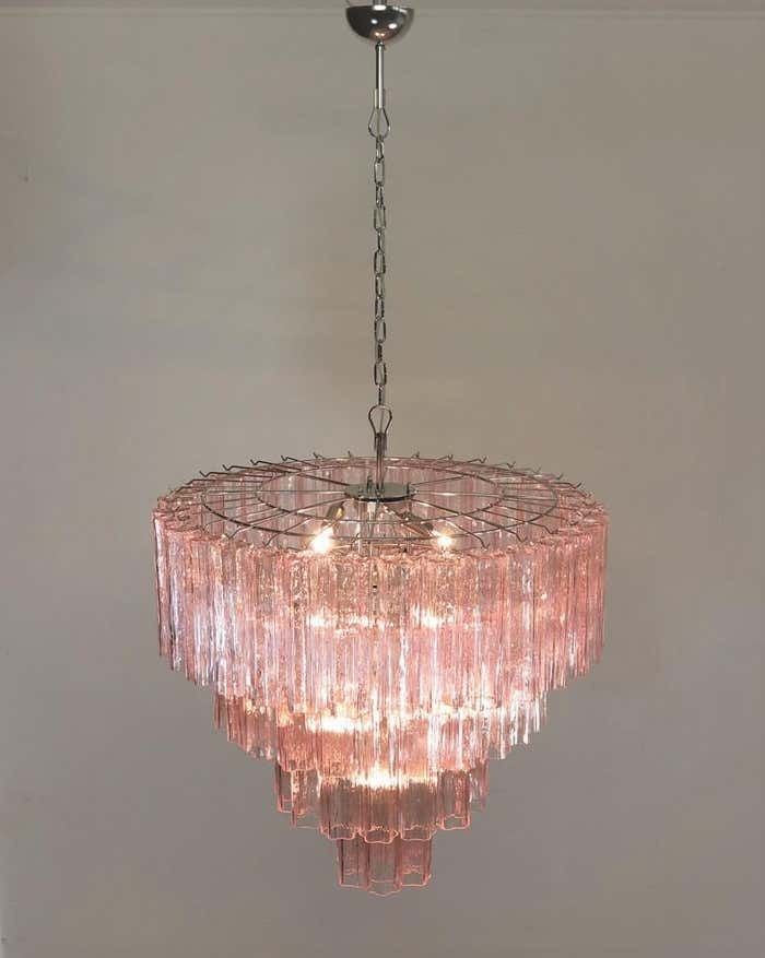 photo buy Pair Majestic Pink Murano Chandelier By Valentina Planta