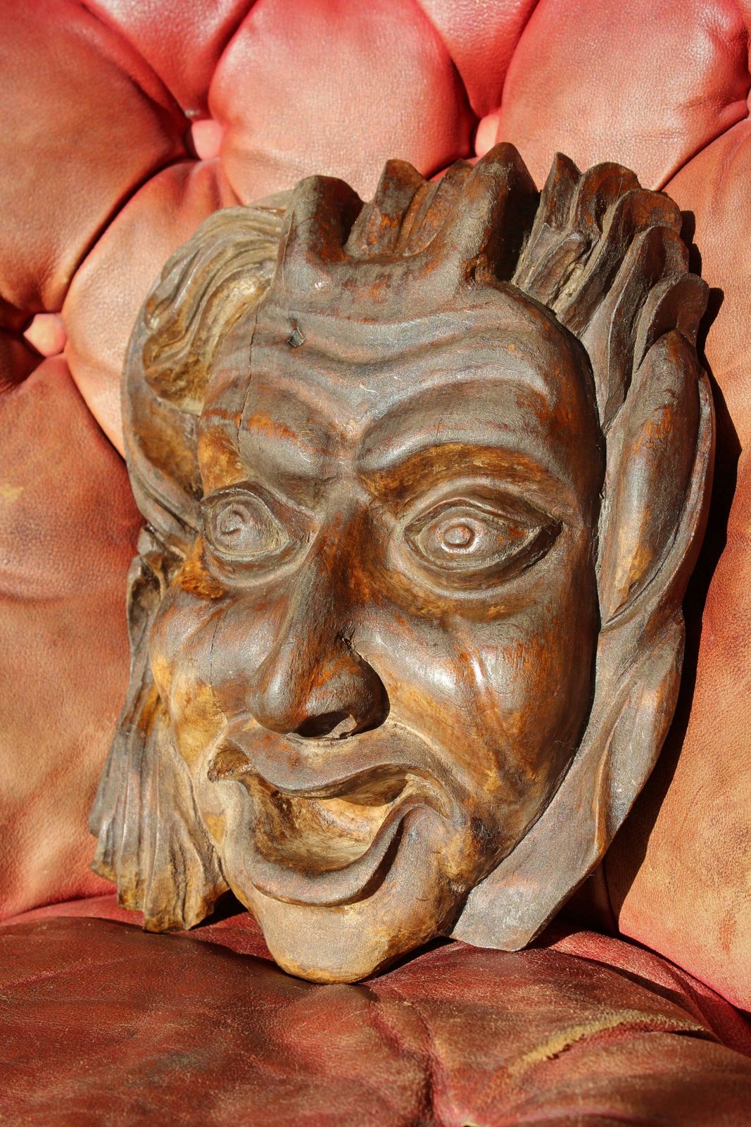 Late 19th/Early 20th Century Carved Hannya Noh Devil Mask Curio photo for sale