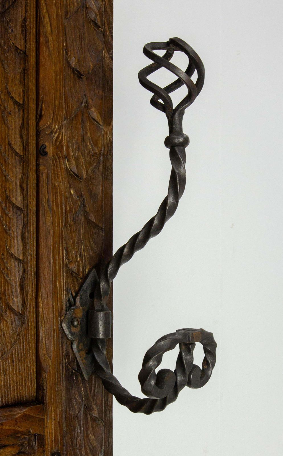 French Coat Hat Rack Chestnut Mirror Wrough Iron & Zinc Stand Gothic St 19th C. photo 1372.0