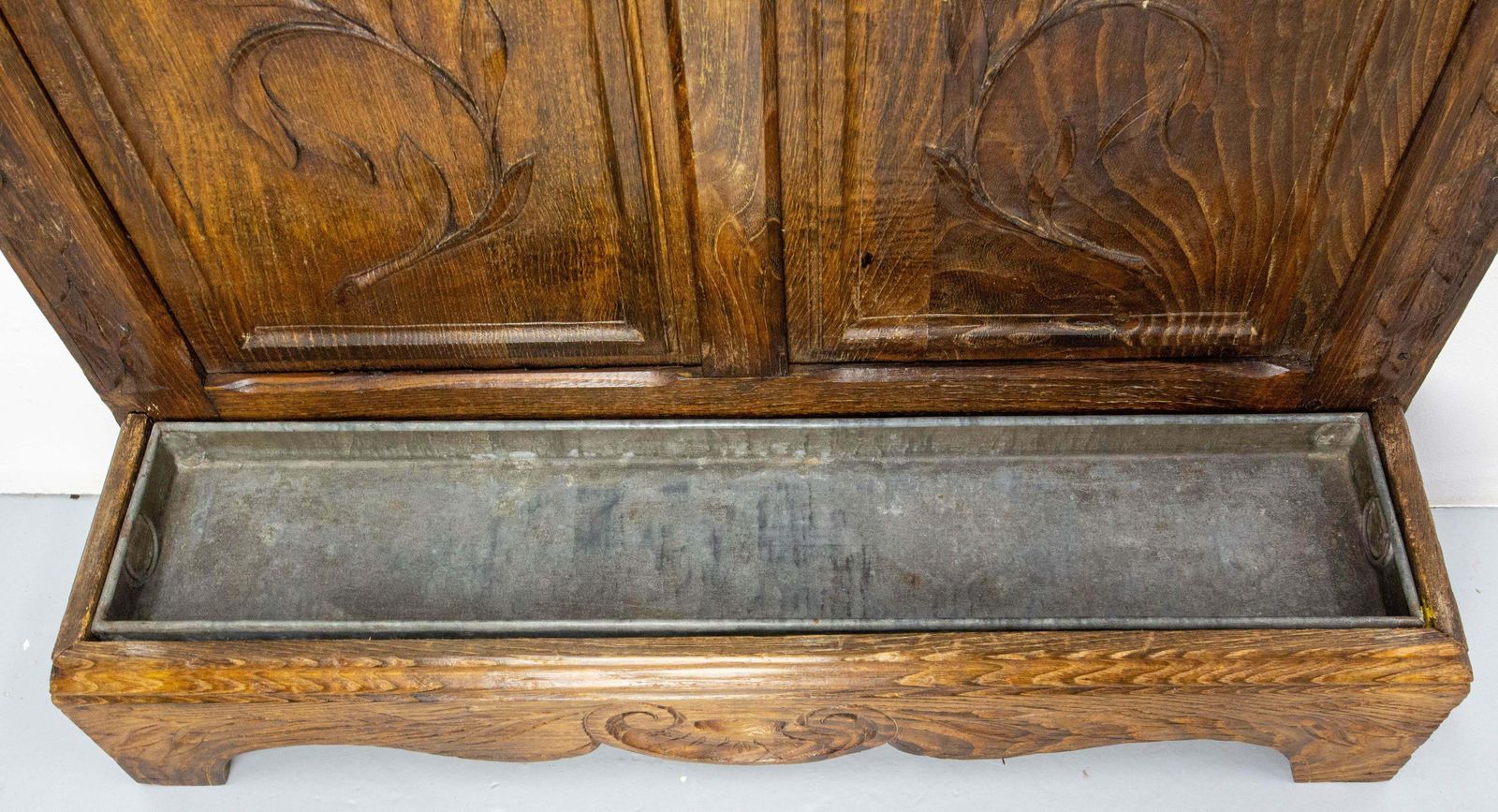 French Coat Hat Rack Chestnut Mirror Wrough Iron & Zinc Stand Gothic St 19th C. photo buy
