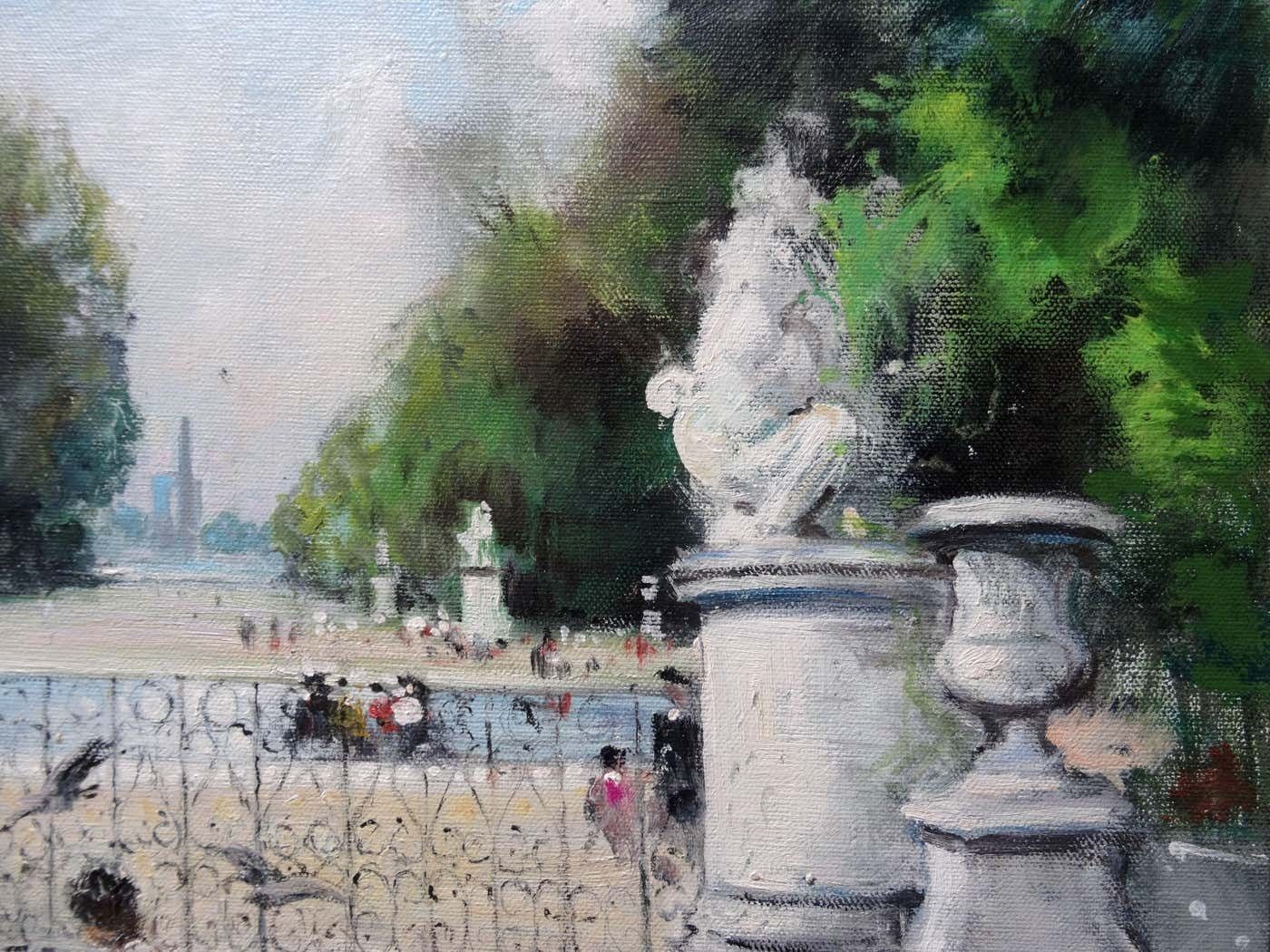 Jules René Hervé Le Grand Basin Des Tuileries. Oil On Canvas. photo for sale