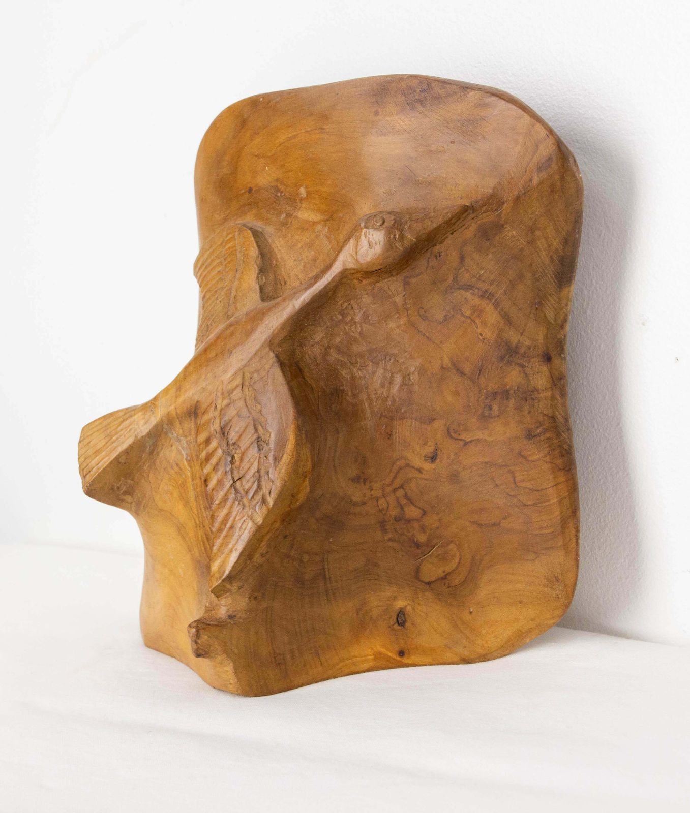 French Olive Wood Sculpture Flying Goose & Vide Poche Reversible Objet, C 1970 photo 393.0