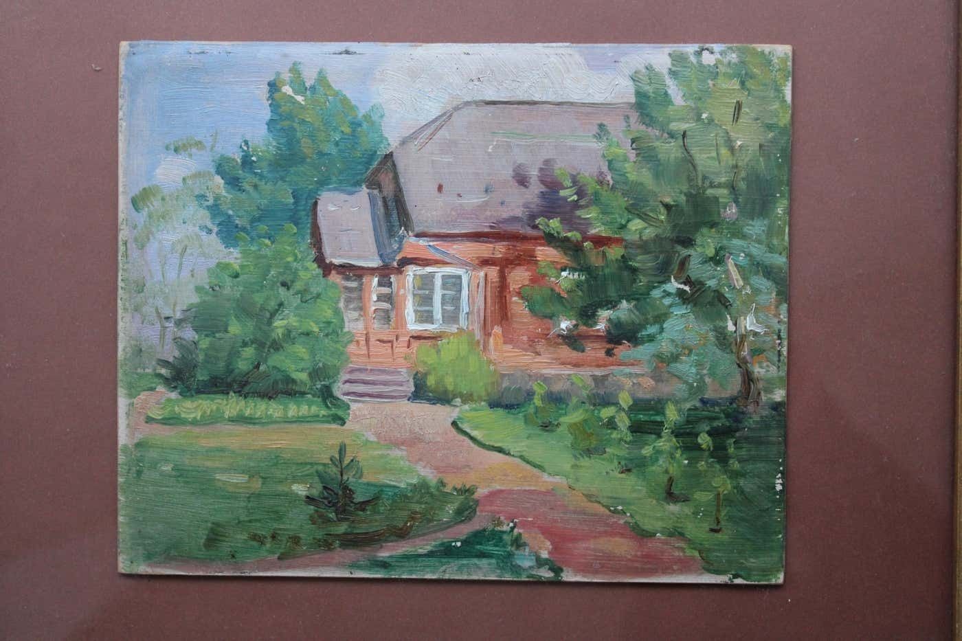 Olgerts Saldavs Yard. Oil On Cardboard photo for sale