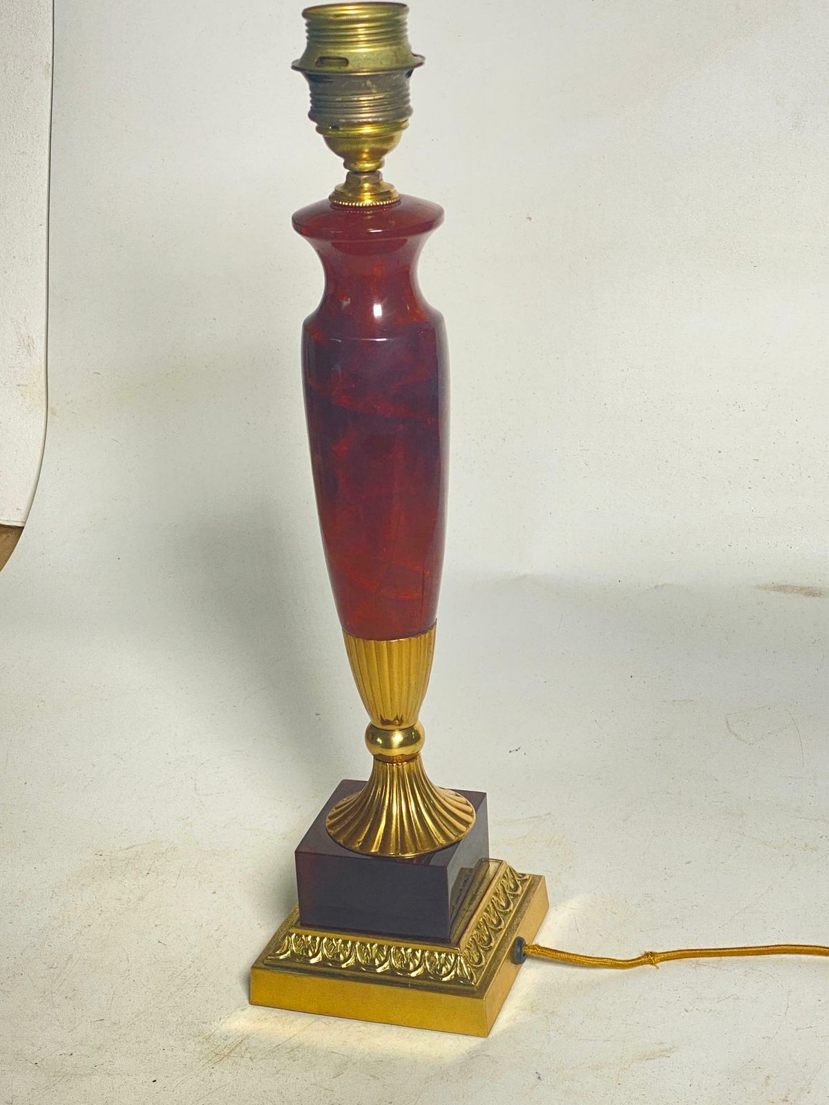 Table Lamp In Crakled Resin Fractal And Gilt Metal, France, 1970 £393.03 photo for sale