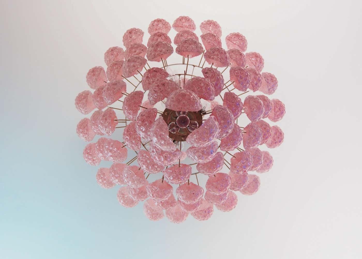 Italian Pink And White Petal Chandeliers, Murano photo Lighting